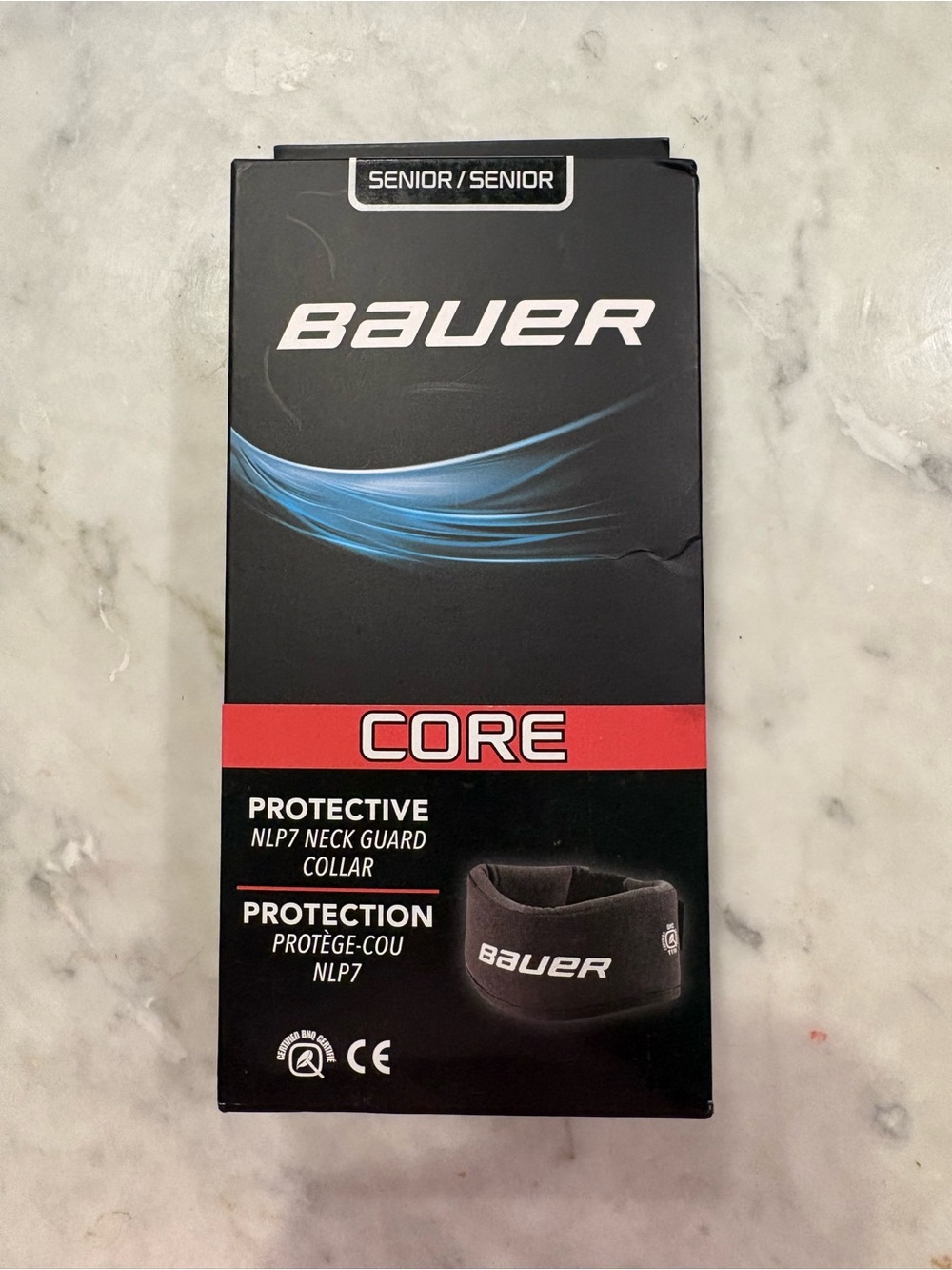 Bauer Core Protective Neck Guard - Black with Red Accents